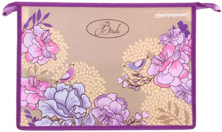 Папка для тетрадей «Фиолетовые птицы» с наполнением, 3 предмета