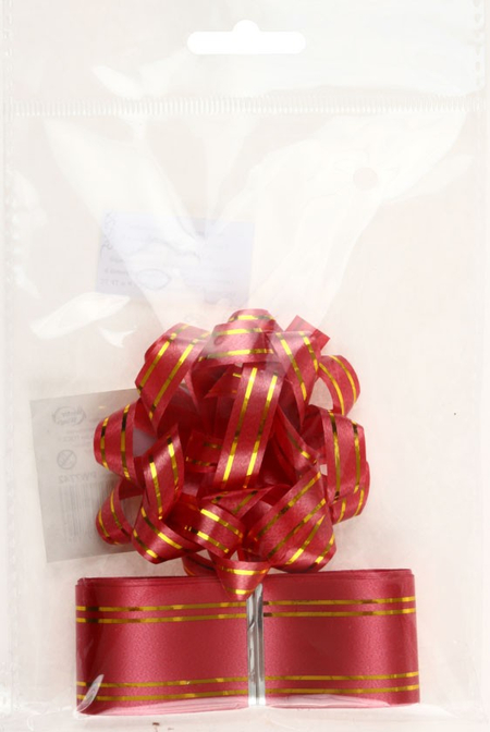 Набор: бант и лента Winter Wings , бант 1 шт., 7,6 см; лента 3 см*3 м, 1 шт., красный ассорти