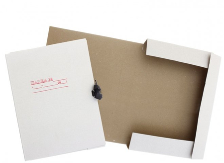 Папка картонная на завязках «Дело», А4, плотность 428 г/м2, ширина корешка 40 мм, белая