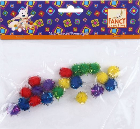 Помпоны для творчества Fancy Creative, диаметр 1,2 см, 20 шт.