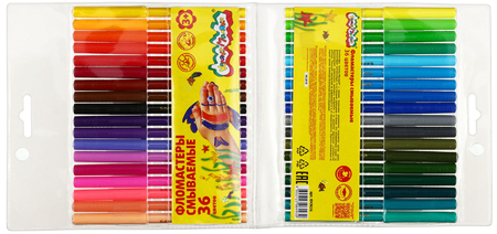 Фломастеры смываемые «Каляка-маляка», 36 цветов, толщина линии 1-2 мм, вентилируемый колпачок