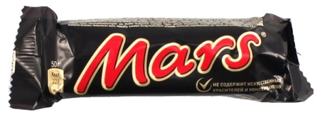 Батончик шоколадный Mars, 50 г, с нугой и карамелью