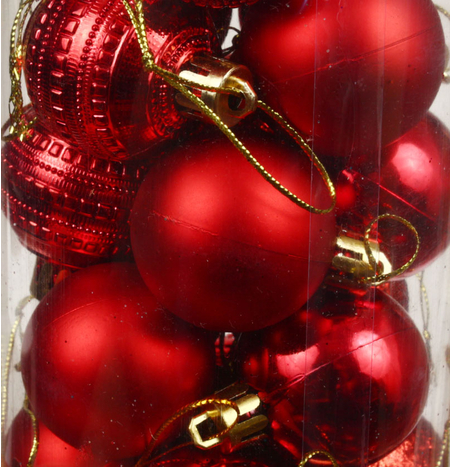 Набор шаров новогодних «Бусинка» (пластик), диаметр 4 см, 24 шт., красный