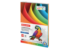 Бумага офисная цветная Brauberg Standard Intensive, А4 (210×297 мм), 80 г/м², 100 л., (5 цветов×20 л.) Бумага офисная цветная Brauberg Standard Intensive, А4 (210×297 мм), 80 г/м², 100 л., (5 цветов×20 л.)