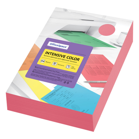 Бумага офисная цветная OfficeSpace Intensive Color, А4 (210*297 мм), 80 г/м2, 500 л., красная Бумага офисная цветная OfficeSpace Intensive Color, А4 (210*297 мм), 80 г/м2, 500 л., красная