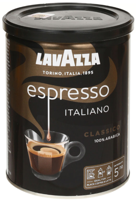 Кофе натуральный молотый Lavazza Caffe Espresso, 250 г, среднеобжаренный (в банке)