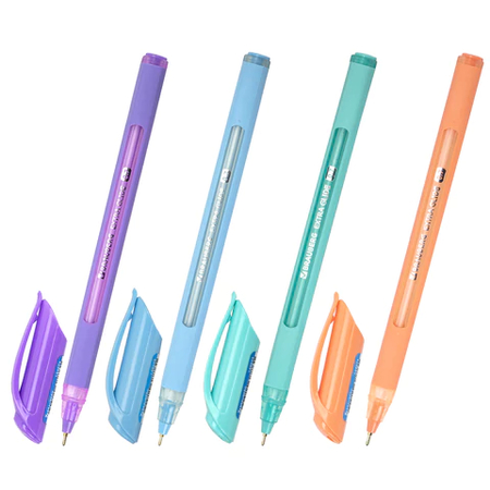 Ручка шариковая одноразовая Brauberg Extra Glide Soft Pastel, корпус ассорти, стержень синий