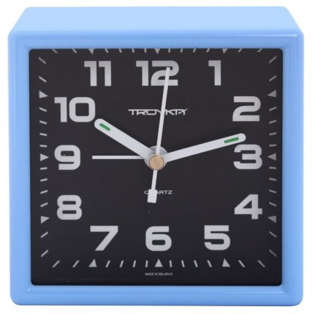 Часы настольные с будильником «Тройка», корпус голубой