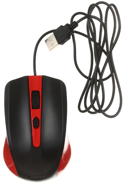 Мышь компьютерная Smartbuy One SBM-352, USB, проводная, черно-красная