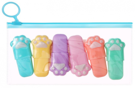 Набор маркеров-текстовыделителей Sima-Land, 6 цветов, «Лапки» (толщина линии 1-5 мм)