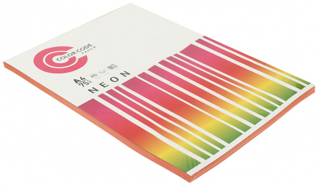 Бумага офисная цветная Color Code Neon, А4 (210*297 мм), 75 г/м2, 100 л., розовая