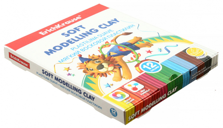 Пластилин восковой мягкий ErichKrause, 12 цветов, 156 г, со стекой Пластилин восковой мягкий ErichKrause, 12 цветов, 156 г, со стекой