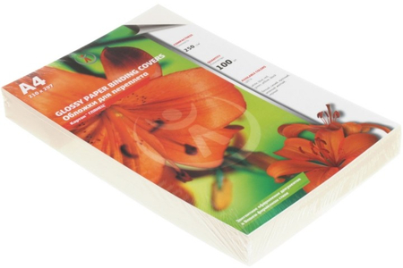 Обложки для переплета картонные глянцевые D&A (А4), А4, 100 шт., 250 г/м2, глянцевые белые
