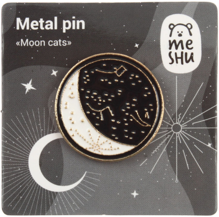 Значок металлический Meshu, Moon Сats 1