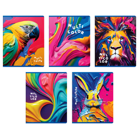 Тетрадь общая А5, 96 л. на скобе BG Multi, 160*200 мм, клетка, ассорти