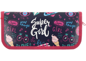 Пенал однокамерный SchoolFormat (средний), 190×90 мм, Super Girl