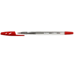 Ручка шариковая Berlingo Tribase, корпус прозрачный, стержень красный