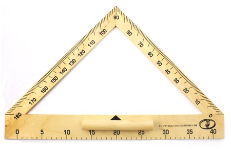 Треугольник деревянный с транспортиром «Красная звезда Можга», 40 см, 45°