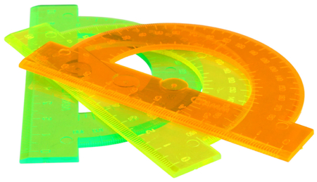 Транспортир пластиковый Brauberg, 10 см, 180°, неон, ассорти