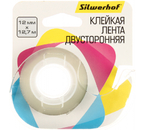 Клейкая лента двусторонняя полипропиленовая Silwerhof, 12 мм×12,7 м, прозрачная, с диспенсером (90×60×15 мм)