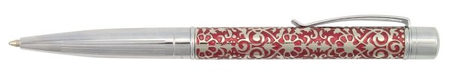 Ручка подарочная шариковая Manzoni Bellaria, корпус серебристо-красный