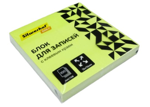 Бумага для заметок с липким краем Silwerhof Daily, 76×76 мм, 1 блок×100 л., зеленая неон