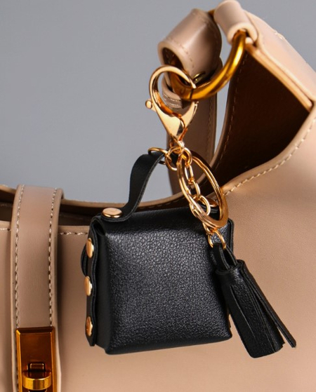 Брелок для ключей из искусственной кожи Sima-Land, 5*2,5*6 см, «Сумочка. Котик», цвет чёрный