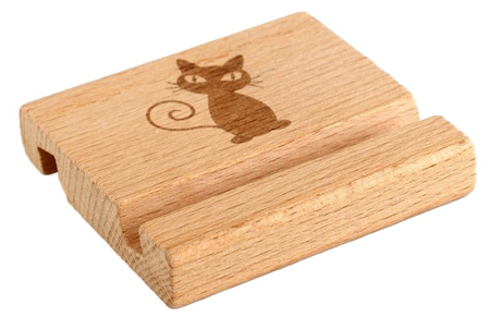 Подставка деревянная для телефона «Кошка красотка», 8*8*1,6 см