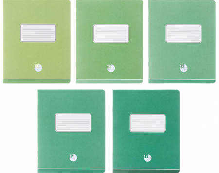 Тетрадь школьная А5, 18 л. на скобе «Оттенки зеленого», 162*203 мм, клетка, ассорти