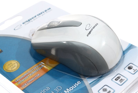 Мышь компьютерная Esperanza 3D Carina EM115, USB, проводная, белая