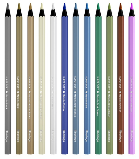 Карандаши цветные Berlingo SuperSoft. Metallic, 12 цветов, длина 180 мм