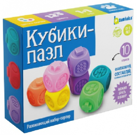 Развивающий набор «Кубики-пазлы», 10 кубиков, резиновые детали Развивающий набор «Кубики-пазлы», 10 кубиков, резиновые детали