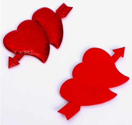 Сердечки декоративные Sima-Land, 6,5*3,3 см, 5 шт., текстиль, красные