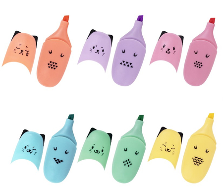 Маркер-текстовыделитель мини Brauberg Kids, Cute Cats Pastel, ассорти