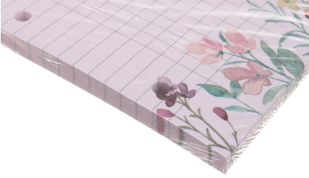 Сменный блок для тетради на кольцах Meshu, 80 л., клетка, Field Flowers, розовый
