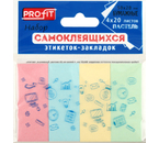 Закладки-разделители бумажные с липким краем Profit, 20×50 мм, 20 л.×4 цвета, пастель