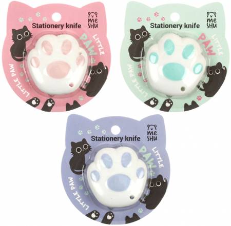 Нож канцелярский Meshu, ширина лезвия 9 мм, Little Paw, корпус ассорти
