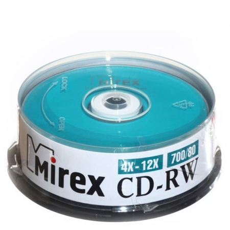 Компакт-диск CD-RW Mirex, 4x-12x, 25 шт., в тубе