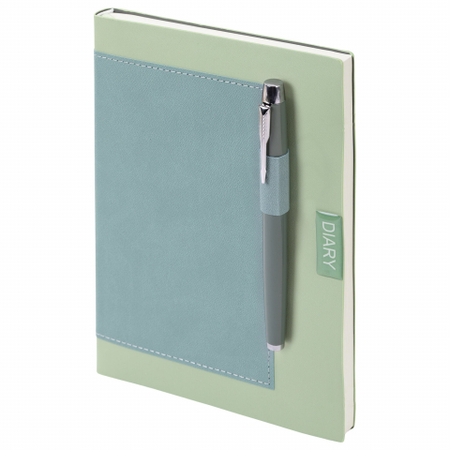 Ежедневник недатированный с ручкой Brauberg Style (в подарочной коробке), 145*210 мм, 160 л., зеленый