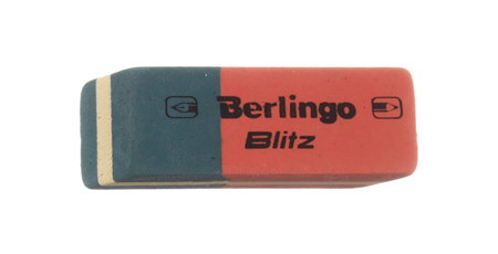 Ластик Berlingo Blitz, 42*14*8 мм, синий с красным
