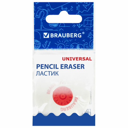 Ластик Brauberg Universal с пластиковым держателем, 30*30*8 мм, белый Ластик Brauberg Universal с пластиковым держателем, 30*30*8 мм, белый