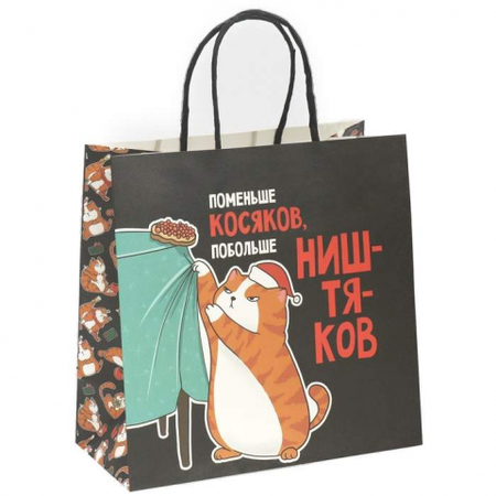 Пакет подарочный бумажный «Косяки наше всё», 22*22*11 см Пакет подарочный бумажный «Косяки наше всё», 22*22*11 см