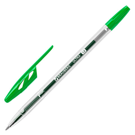 Ручка шариковая Brauberg Ultra , корпус прозрачный, стержень зеленый