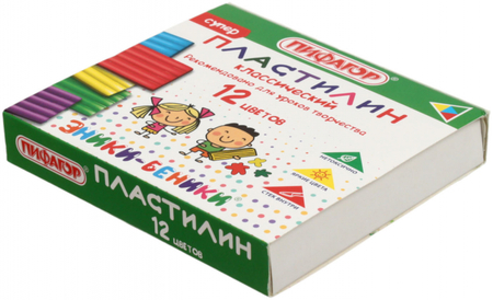 Пластилин классический «Эники-Беники. Пифагор», 12 цветов, 120 г, со стекой Пластилин классический «Эники-Беники. Пифагор», 12 цветов, 120 г, со стекой
