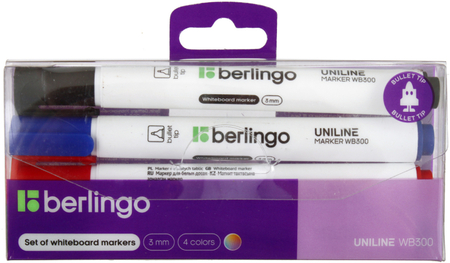 Набор маркеров для вайтбордов Berlingo Uniline WB300, 4 цвета