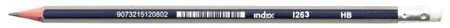 Карандаш чернографитный Index, твердость грифеля ТМ, с ластиком, корпус синий с серебристым