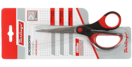 Ножницы канцелярские Berlingo Office Soft, 165 мм, ручки черные с красным