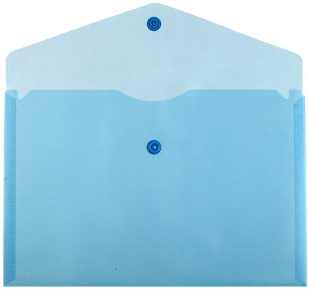 Папка-конверт пластиковая на кнопке «Бюрократ» А5, толщина пластика 0,18 мм, синяя