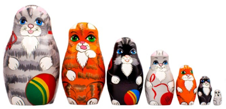 Набор матрешек деревянных, 7 шт., «Коты»