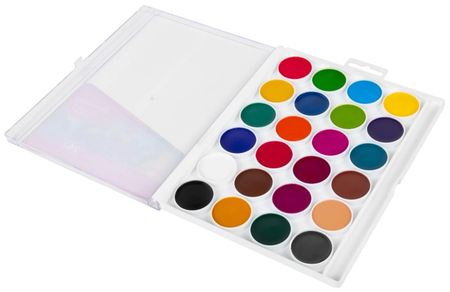 Акварель медовая Brauberg «Магия цвета New», 24 цвета, в пластиковой коробке, без кисти